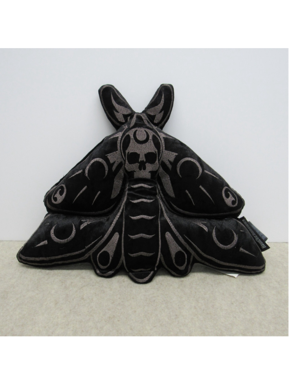 KILLSTAR Midnight Moth Plush Cushion PIllow Goth Black Velvet Skull Moon Decor